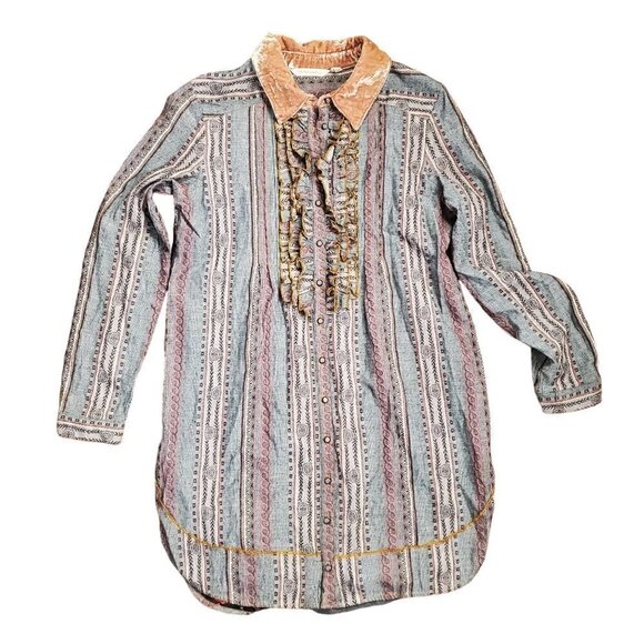 Soft Surroundings Womens Multicolor Embroidered Floral Blouse Shirt Size S - Picture 6 of 7